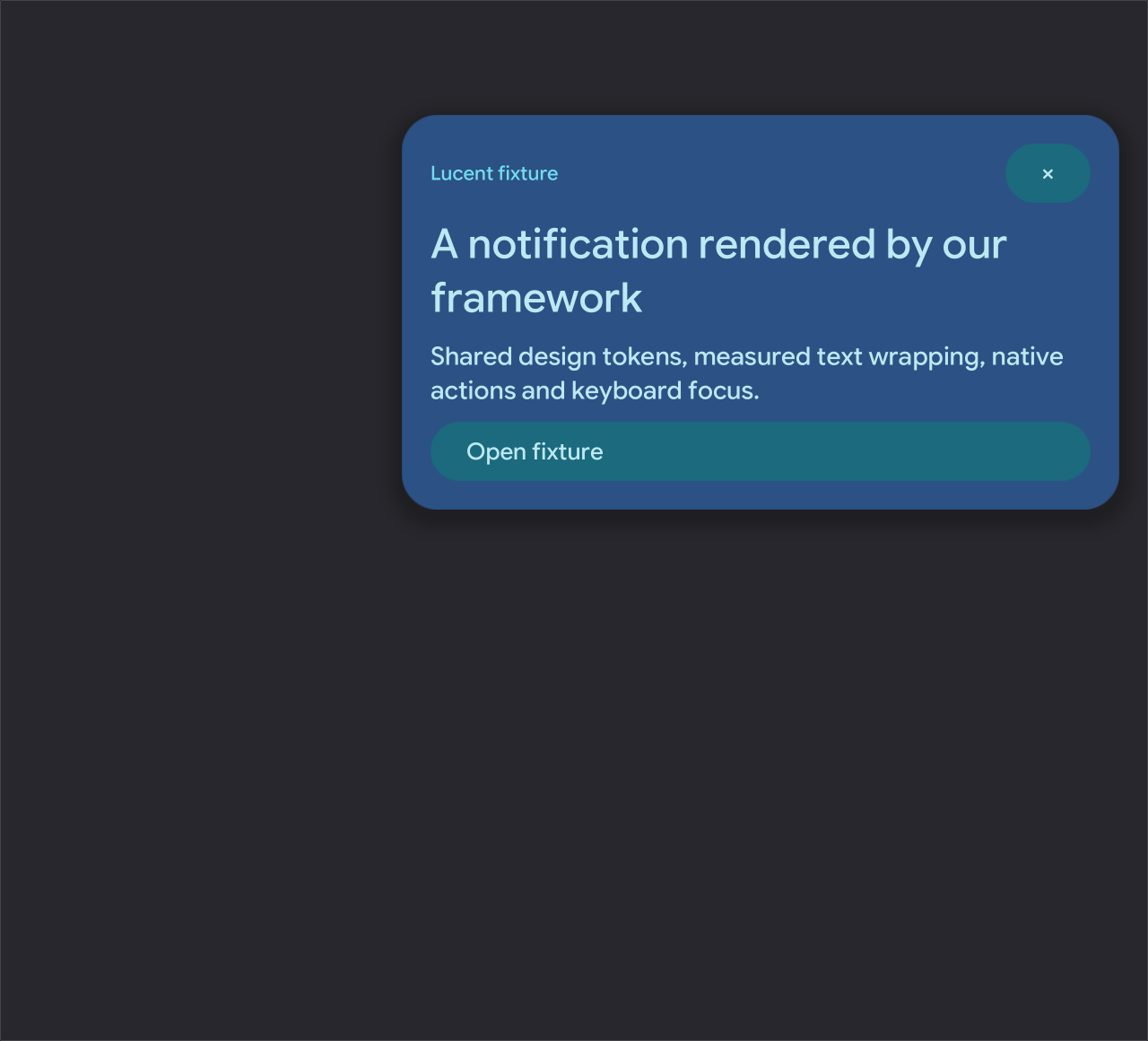 Native notification with wrapped content and an application action